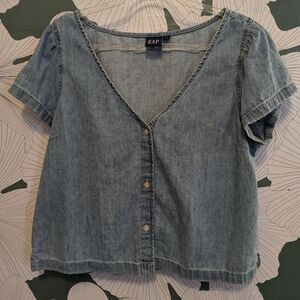 Gap light denim button up blouse